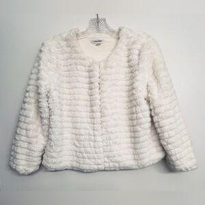 Calvin Klein cropped faux fur coat jacket size  M